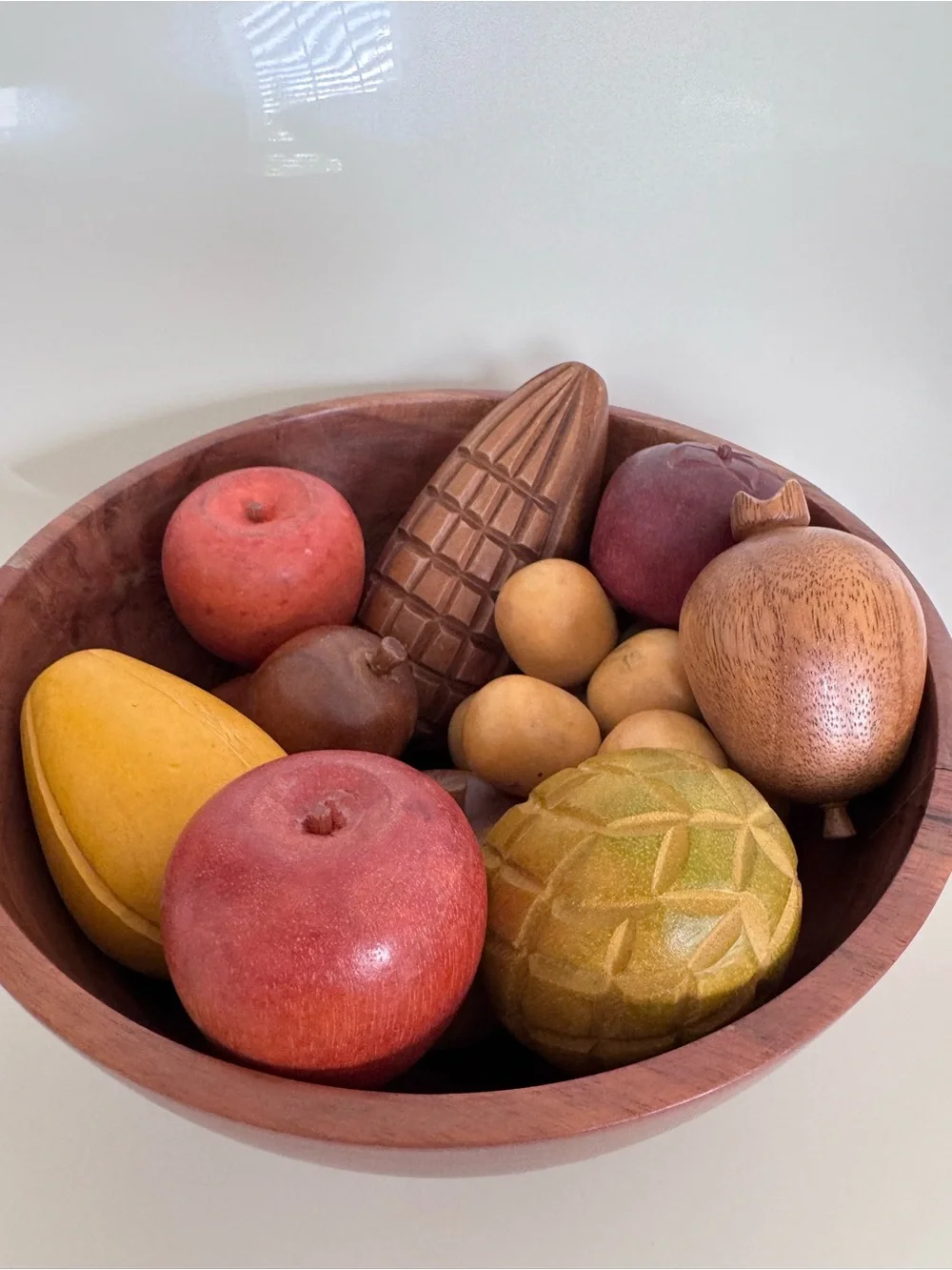 Vintage Wood Fruit Bowl Set Rustic Luxe Artisan Curated Heirloom Kitchen Decor